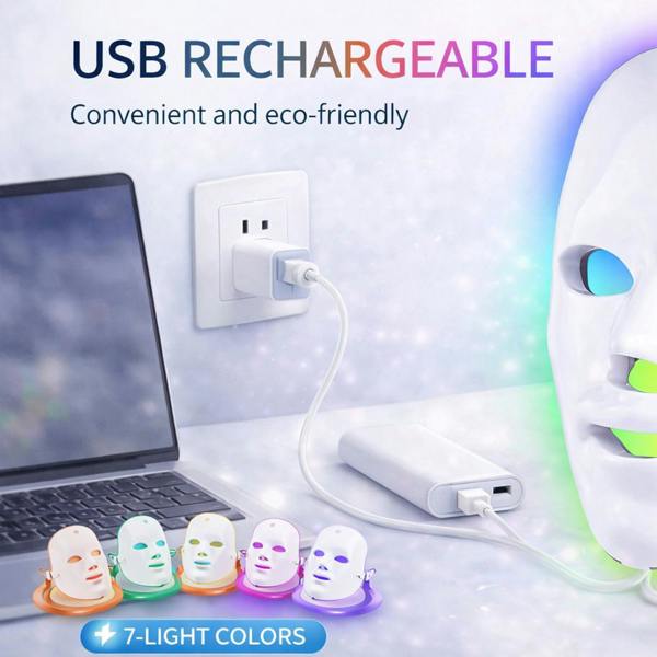 Dragodirect LED Light Therapy Face Mask 7 Colors for Clear Skin and Anti Aging