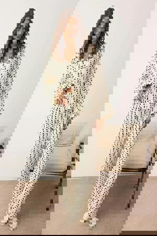 WOVCOR 2-Piece 100% Cotton Polka Dot Muslin Woven Pajama Set