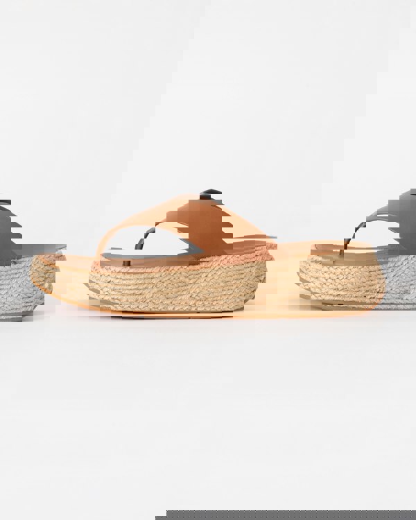 FitFlop Womens F-Mode Espadrille Leather Flatform T/Post Sandals