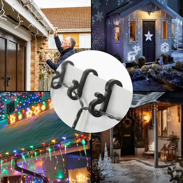 36Pcs Mini Gutter Hooks Black - S-Shaped Clips for Secure Festive Lighting image 4
