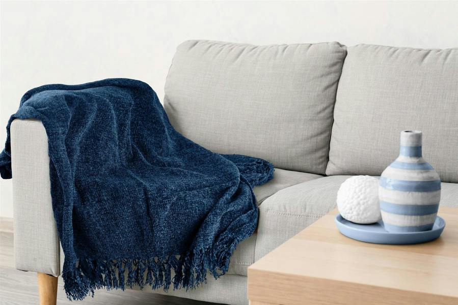 Darcy Tassel Navy Throw 50x60"