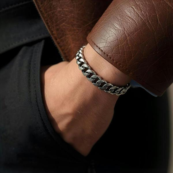 Aye Do Gifts Men's Cuban Link Silver Bracelet