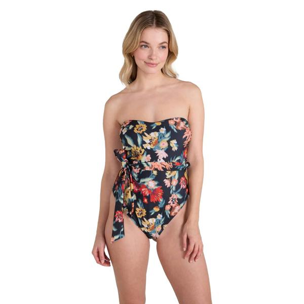 Animal Womens/Ladies Belted Bandeau One Piece Swimsuit - Green - 