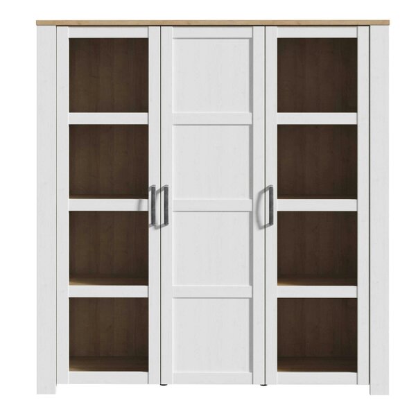 Wyld Haus Bohol 3 Door Large Display Cabinet in Riviera Oak/White
