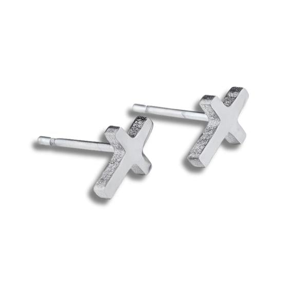 Aye Do Gifts Small Silver Cross Stud Earrings - Christening Gift
