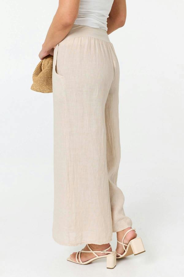 Linen | High Waist Relaxed Flared Trousers