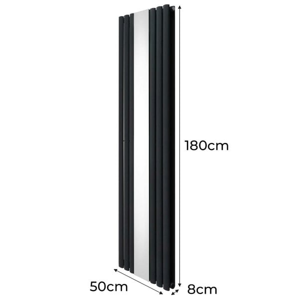 Monstershop Oval Mirror Radiator - 1800mm x 500mm - Anthracite Grey