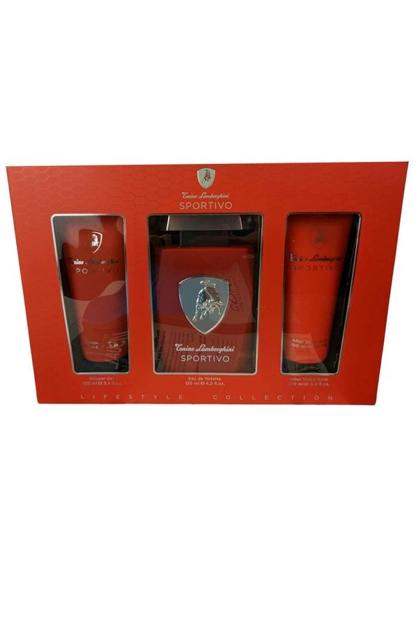 Lamborghini Tonino Sportivo Lamborghini Eau de Toilette Spray 125ml After Shave Balm 100ml, Shower Gel 100ml Lamborghini Tonino