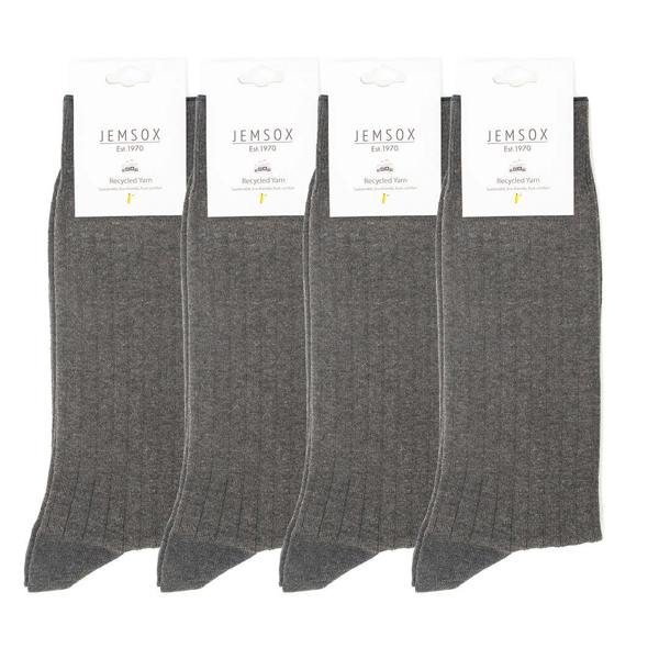 Jemsox 4 Pack - Premium Fine Ribbed Men’s Wedding & Formal Socks – Sleek Anthracite Grey