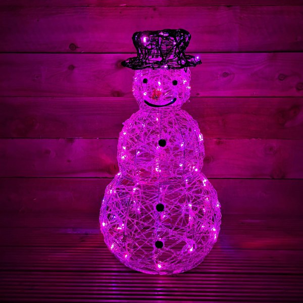 Samuel Alexander 60cm Indoor Outdoor Acrylic Snowman Christmas Decoration with Colour Changing LED