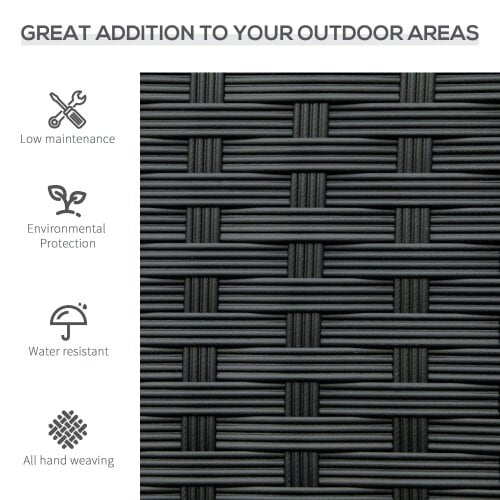 Bobobiy 2 Seater Poly Rattan Garden Bench, All Weather Wicker Garden Loveseat, Outdoor Seating Bench with 240 Load Capacity, Black