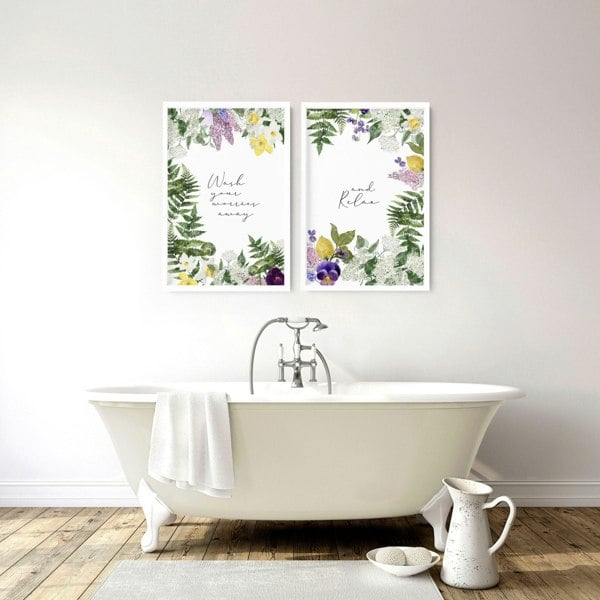 Framed bathroom prints | set of 2 wall art prints