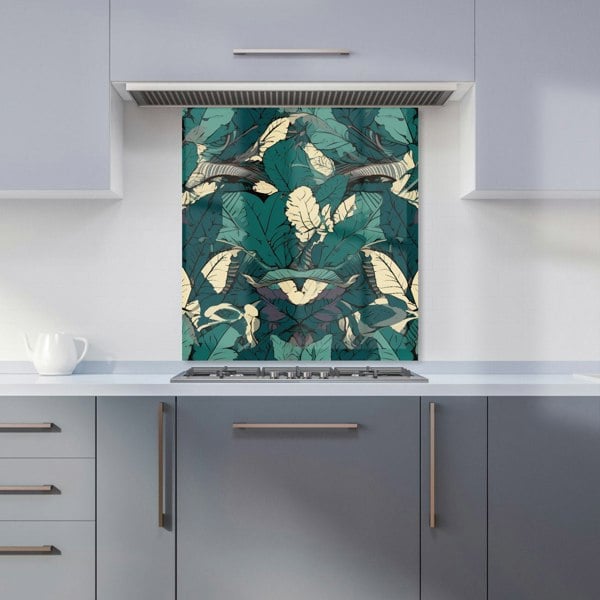 Warren Reed - Designer Green Beige Tropical Leaves Kitchen Splashback