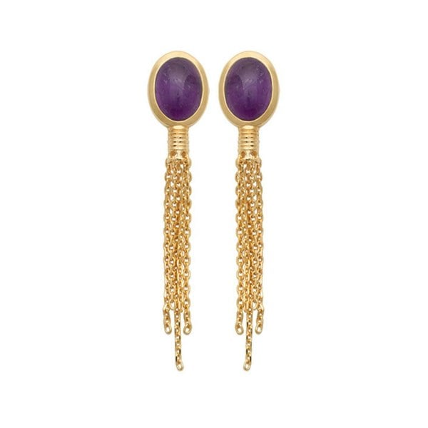 18ct Gold Vermeil Genuine Purple Amethyst Earrings