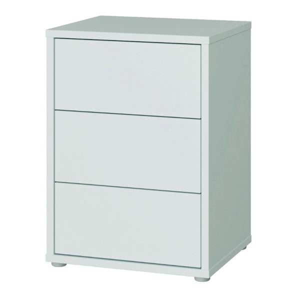 Furniture To Go Alice Springs Bedside Cabinet with 3 Drawers Push-to-Open in Light Grey
