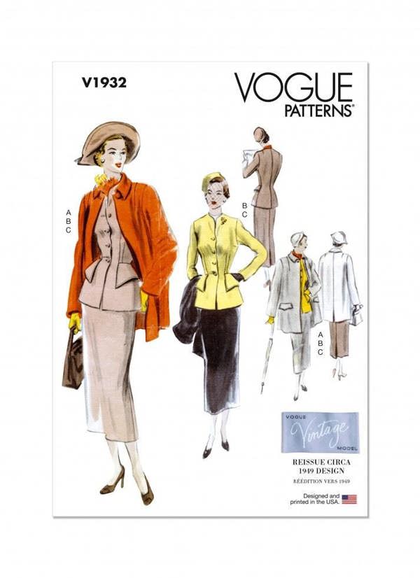 Vogue Sewing Pattern 1932, Jackets, Skirts, Suits, Vintage Style for Women, B5 (8-10-12-14-16) - Advanced