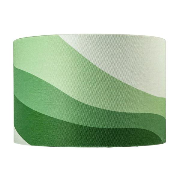 Forest Green Linen Fabric Lamp Shade with Inner and Outer Wavy Design Image 4