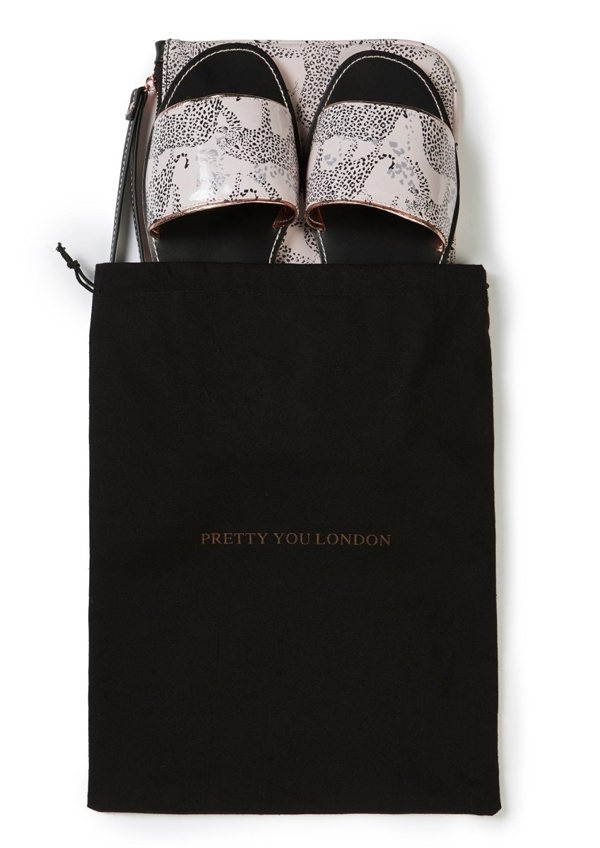 Leopard Printed Slide and Clutch Set - Sandals