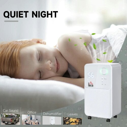 Bobobiy 12L/Day Dehumidifier, Electric Moisture Air De-Humidifier with 4 Modes, Continuous Drainage, 24H Timer, Digital Humidity Display