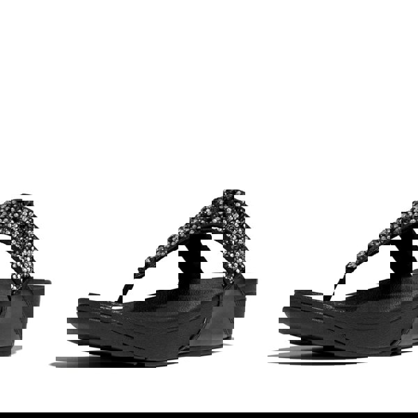 FitFlop LULU CRYSTAL-MIX Womens Toe Post Sandals All Black