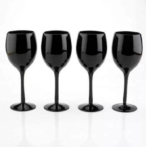 AddLiquid Black Wine Glasses (Set of 4)