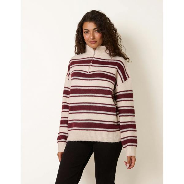 Blue Vanilla Stripe Knit Zip Top Jumper
