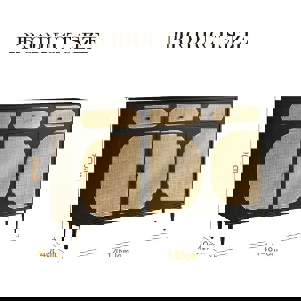 Ballard Rattan Sideboard, Black Or Oak-Weilai Concept-Weilai Concept