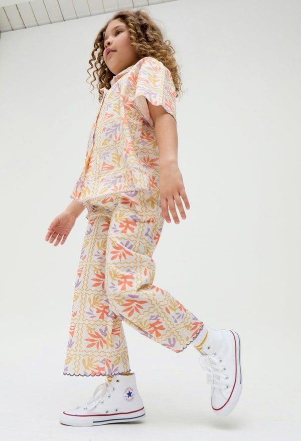 Kids Gilly Scallop Edge Matisse Print Trouser In Multi - image 2