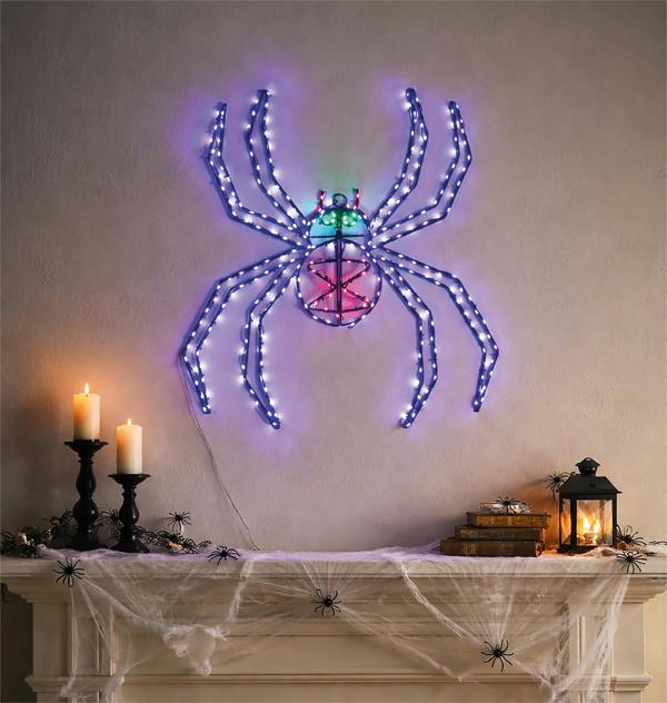 Multicolour Micro LED Metal 2D Silhouette Spider Outdoor with Timer