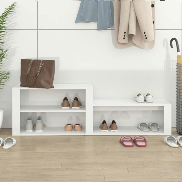 Berkfield Shoe Cabinet High Gloss White 150x35x45 cm Engineered Wood