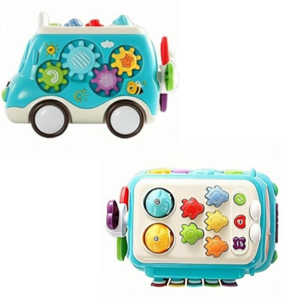 deAO Toys deAO Interactive Learning Bus Toy Multi‑Function Activity Car with Lights, Music, Tools & Gears Educational Sensory Toy for Toddlers