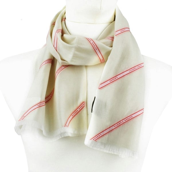 Dunhill finely woven raw silk selvedge patterned tubular scarf