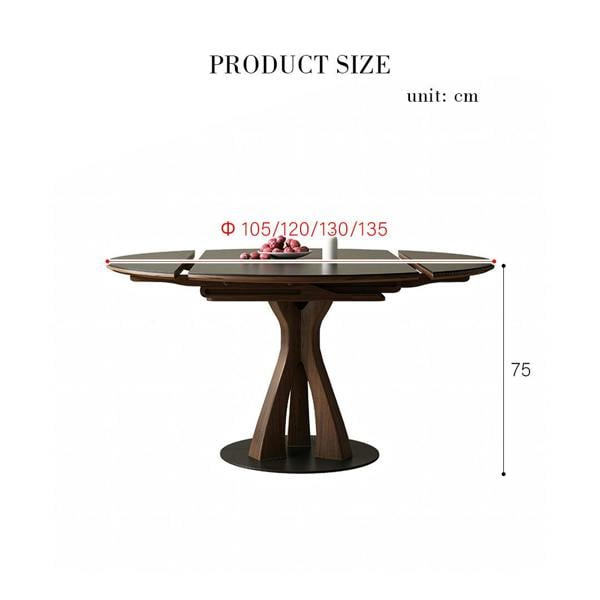 Caruso Round Folding Dining Table, Sintered Stone, Black with folding 4 seater dining table