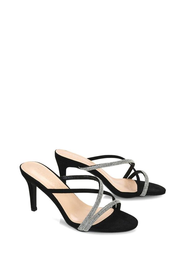 XY LONDON Diamante Cross Over Strappy Sandal Stiletto High Mule Heels