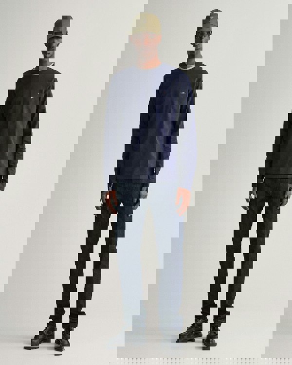 GANT Mens Regular Fit Long Sleeve Shield Logo T-Shirt - 433 Evening Blue