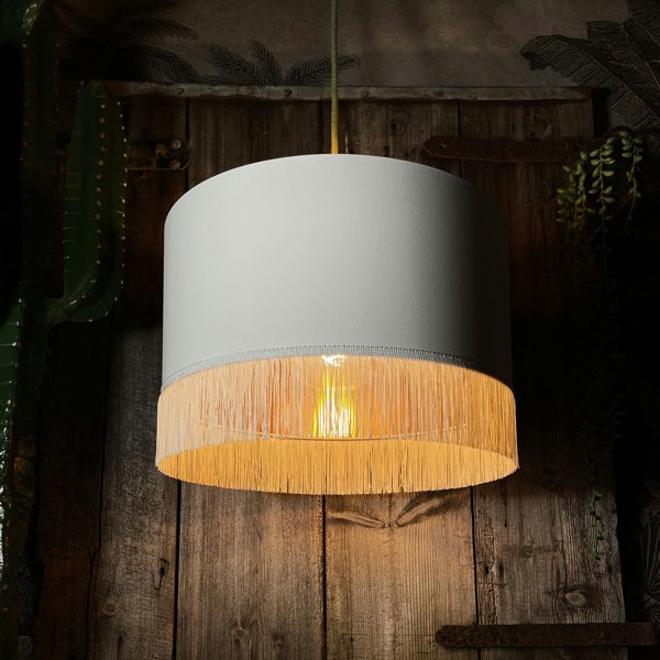 Love Frankie white cotton lampshade copper lining fringing