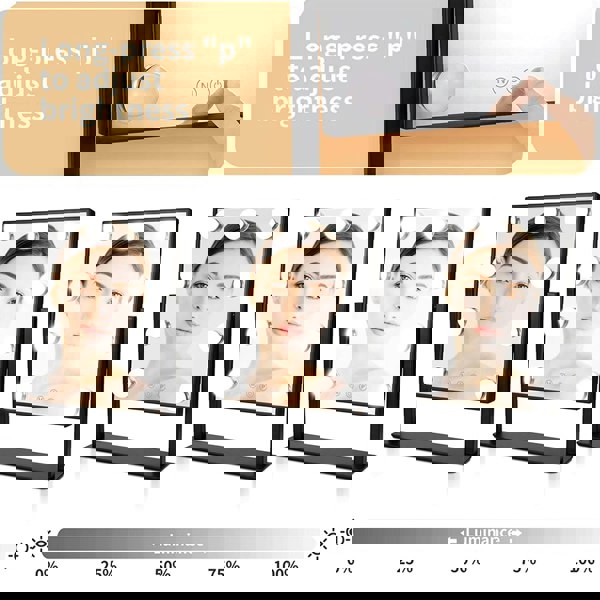 Living and Home 360° Rotation 3 Color Lighting Modes Vanity Mirror with Lights Makeup Mirror Dressing Table Mirror