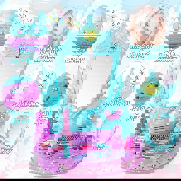 deAO Toys Princess Toy Vanity with Lights and Sounds Pretend Play Beauty Salon Makeup Kits Gift for Toddler 3+