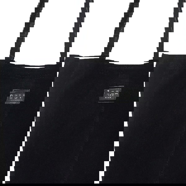 Assots London 'PAIGE' Black Real Leather + Pewter Metallic Leather Tote Bag