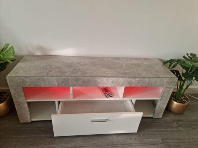 Kosy Koala TV CABINET LED UNIT Stand Body High glossy doors with LED Lights STONE GREY