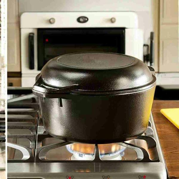 Sourdough By The Sea 4.7L Double Dutch Oven 2-in-1 Seasoned Cast Iron – Perfect for Sourdough Baking, Stews & More