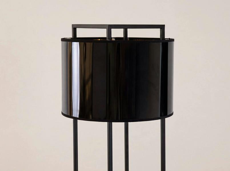Angel Cerdá Floor lamp in black and glossy gold PVC and black steel 8092