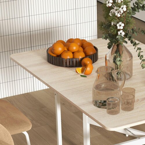 Wyld Haus Senaba Wooden Oak Drop Leaf Dining Table Seating 4 To 6