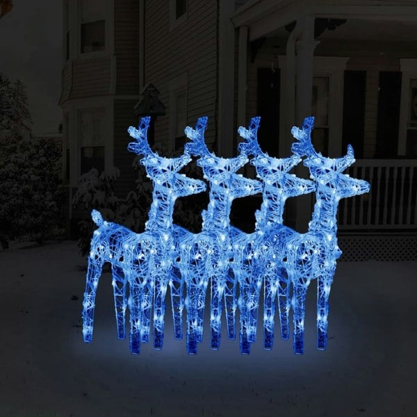 Berkfield Christmas Reindeers 4 pcs Blue 160 LEDs Acrylic
