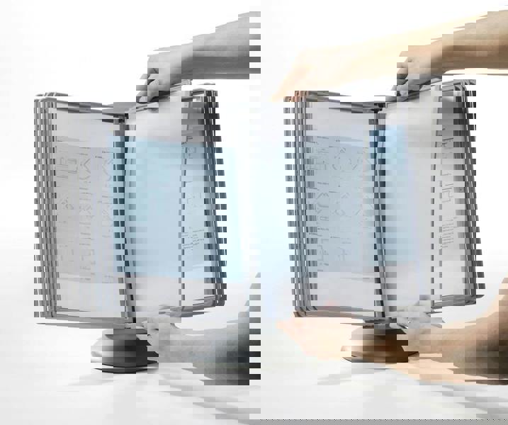 Durable SHERPA MOTION 360 Degree Desk Display Panel Stand | 10 Panels | A4 Grey