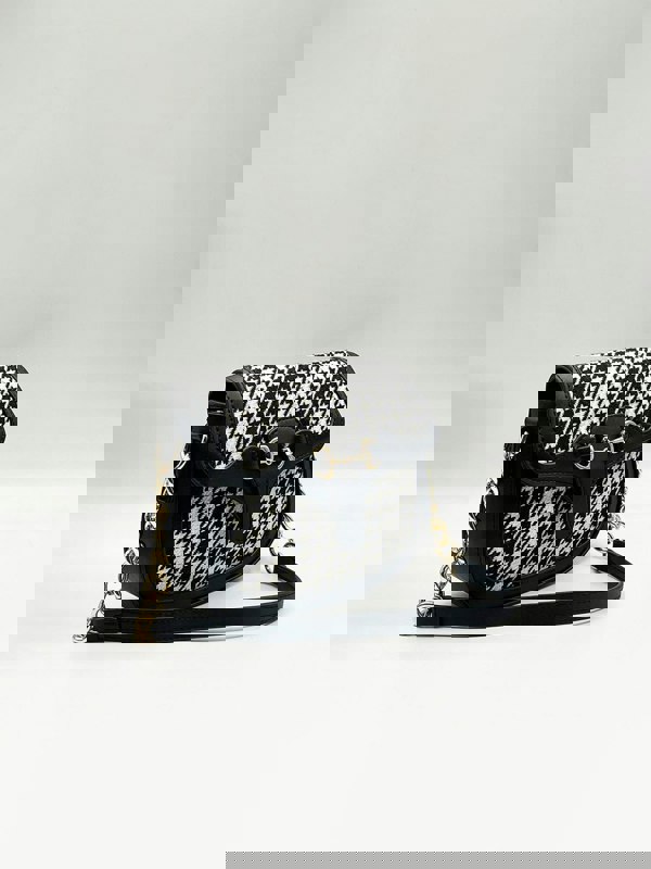 SVNX Houndstooth Shoulder Bag in Black & White