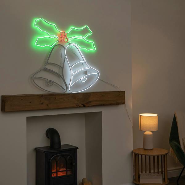 Samuel Alexander 74cm x 78cm Light Up Christmas Bells Neon Decoration with LEDs