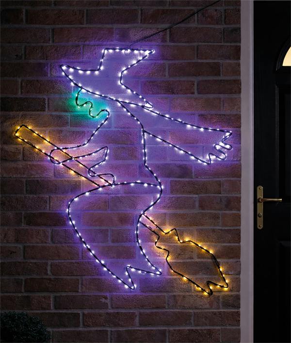 Multicolour Micro LED Metal Silhouette Witch Outdoor with Timer