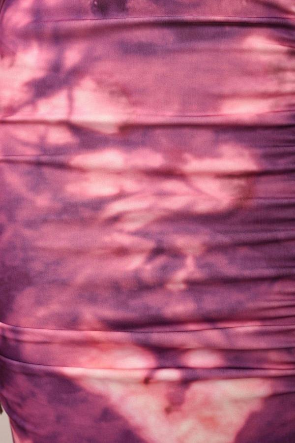 Priscilla Printed Long Sleeve Cross-tied Back Midi Dress - Purple
