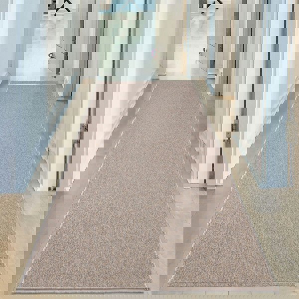 Beige Low Pile Area Rug Plain Design non-shedding